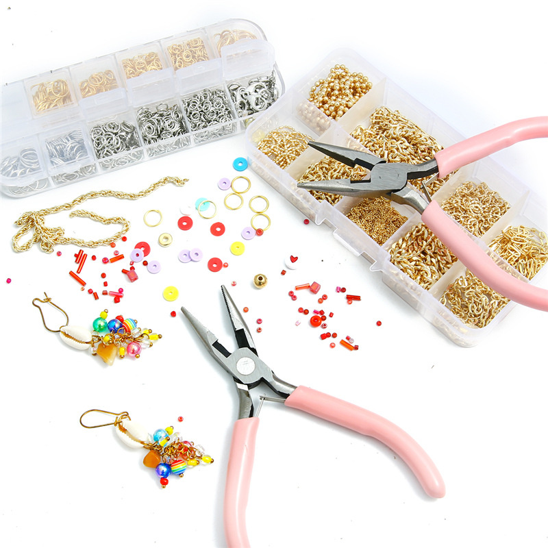 Cute Pink Color Handle Anti-slip Splicing and Fixing Jewelry Pliers Tools & Equipment Kit for DIY Jewelery Accessory Design