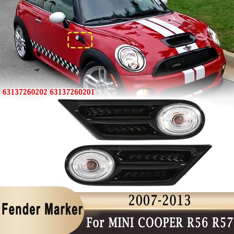 LED Side Fender Marker Indicator Light for BMW MINI COOPER R56 R57 R58 R59 2007-2013 Replace OEM 63137260202 63137260201