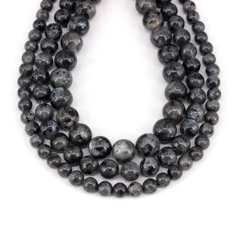 Natural Larvikite Black Labradorite Round Loose Beads Strand 4/6/8/10/12/14MM For Jewelry DIY Making Necklace Bracelet