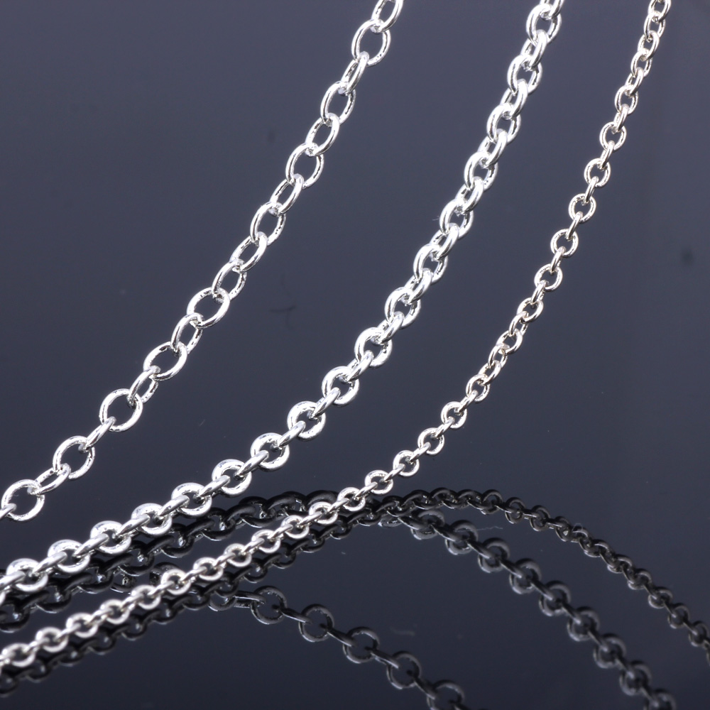 OlingArt 5M/lot 1.5MM/2.2MM Metal Silver Plated Oval shape Link Chains For bracelet/necklace/ DIY jewelry accessories making