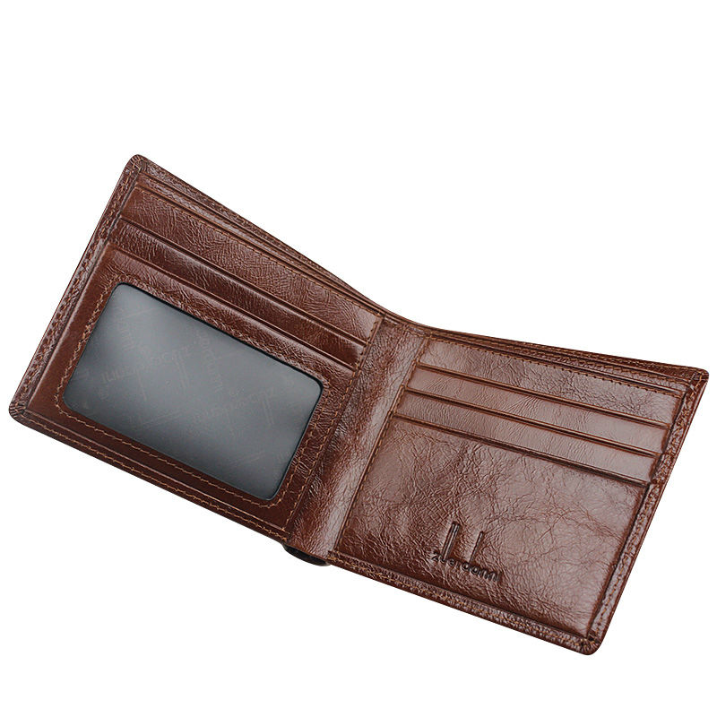 Short Wallets Men Ultra Thin Wallet Genuine Leather Purse Vintage Solid Purses Mens Slim Card Bags High Quality Free Shipping
