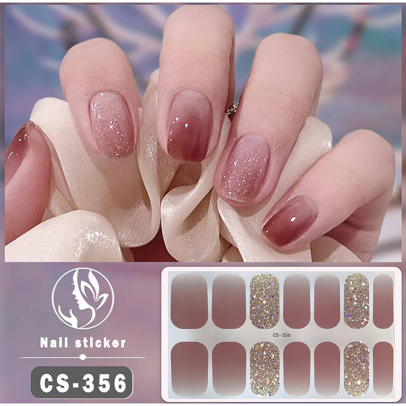 14Pcs Semi Cured Gel Nail Sticker Foil Glittering Nail Art Stickers Self-Adhesive Simple Gel Full Nail Wraps DIY Nail Art Making