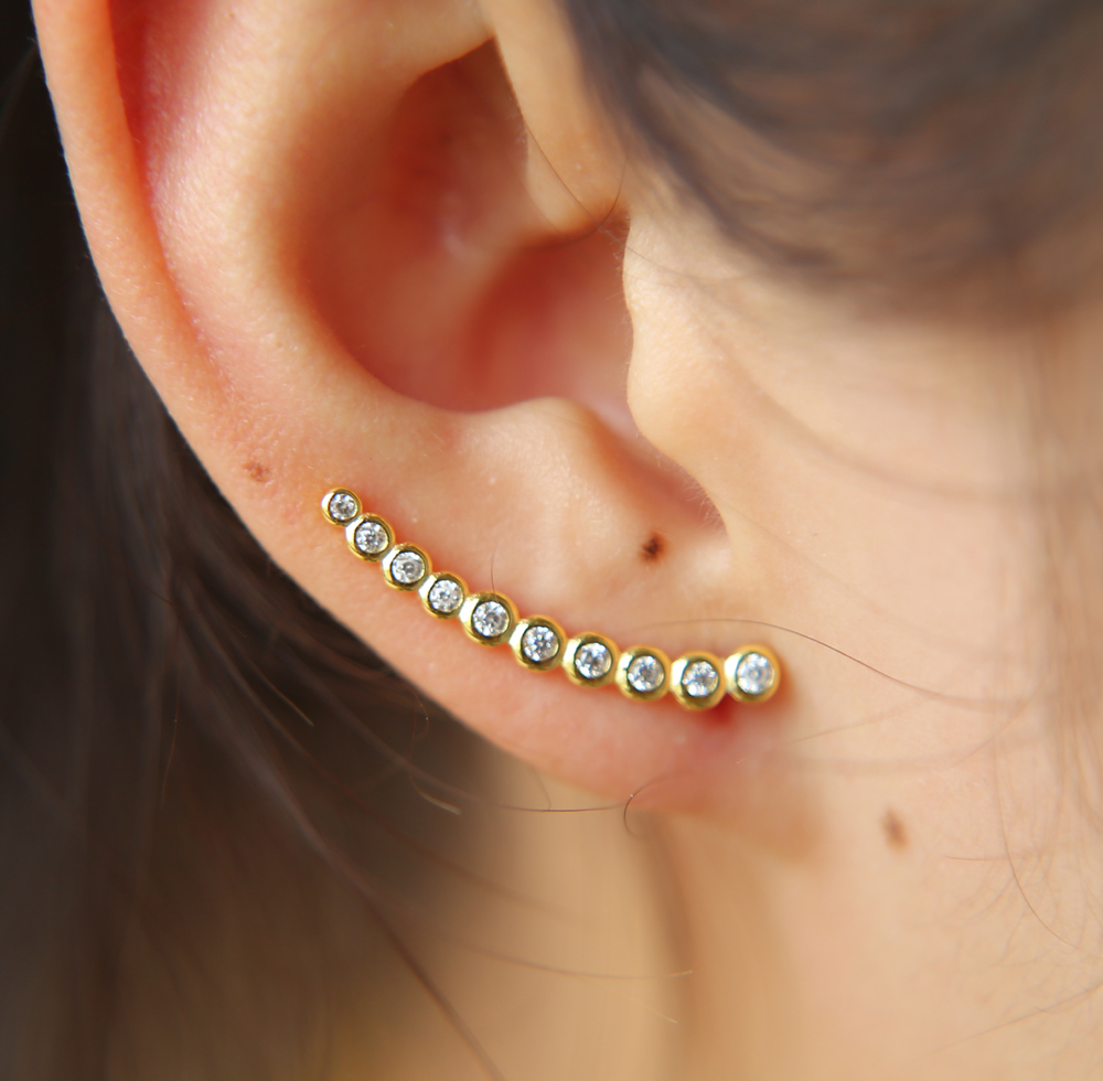 New Arrival best friends 925 sterling silver sweep cz long wire thread ear climber women Climber 925 silver earring