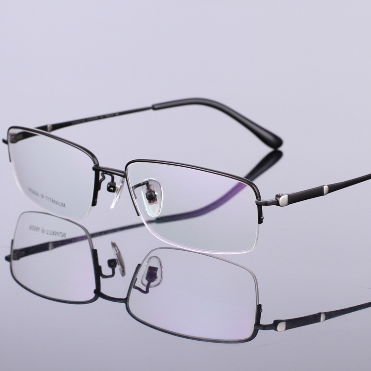 High Quality Half Rim Myopia Spectacles Pure Titanium Optical Glasses Spectacle Eyeglass Frame Male Oculos De Grau Points 56mm