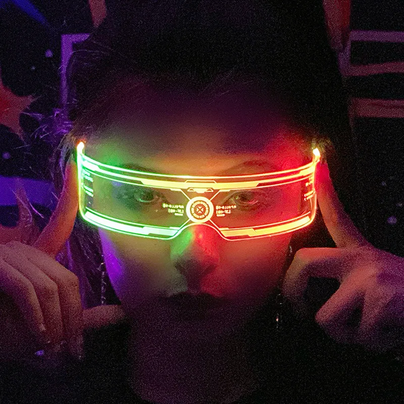 Cyberpunk Glasses Future Technology Sense Bar Led Glasses Luminous Disco Glasses Web Celebrity Performance Equipment