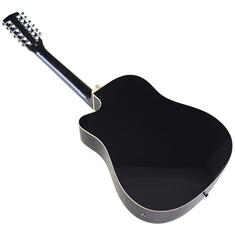 Black Color 12 string Electric Acoustic Guitar High Gloss Sapele Body 12 Strings Folk Guitar With EQ Right Hand and Left Hand