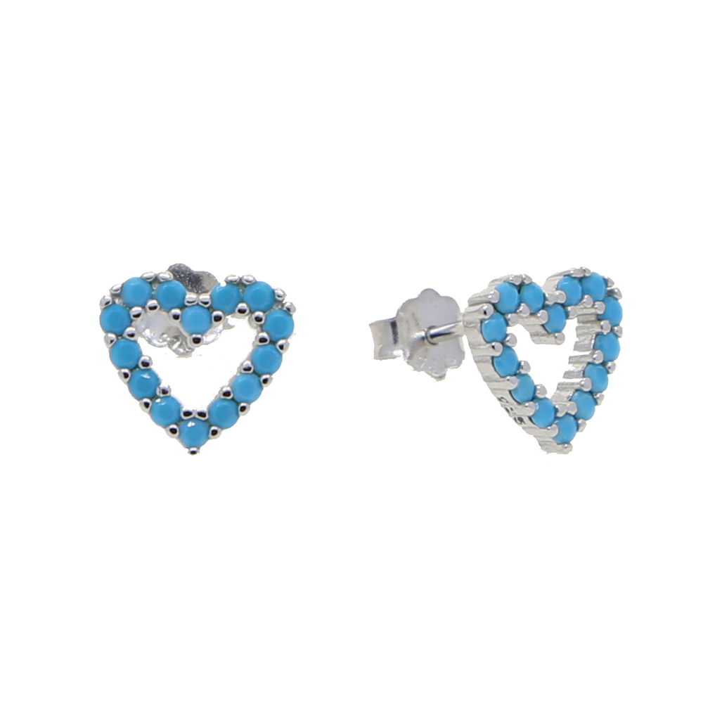 100% 925 sterling silver delicate Heart Earring For Girl turquoises love tiny Stud Earrings cute Minimalist Women kids Jewelry