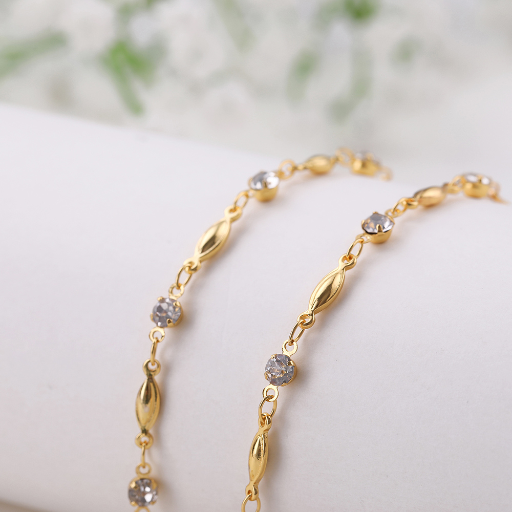 Skyrim New Crystal Metal Sunglasses Chains Women Gold Color Neck String Cord Reading Glasses Chain Eyewear Strap Lanyard Holder