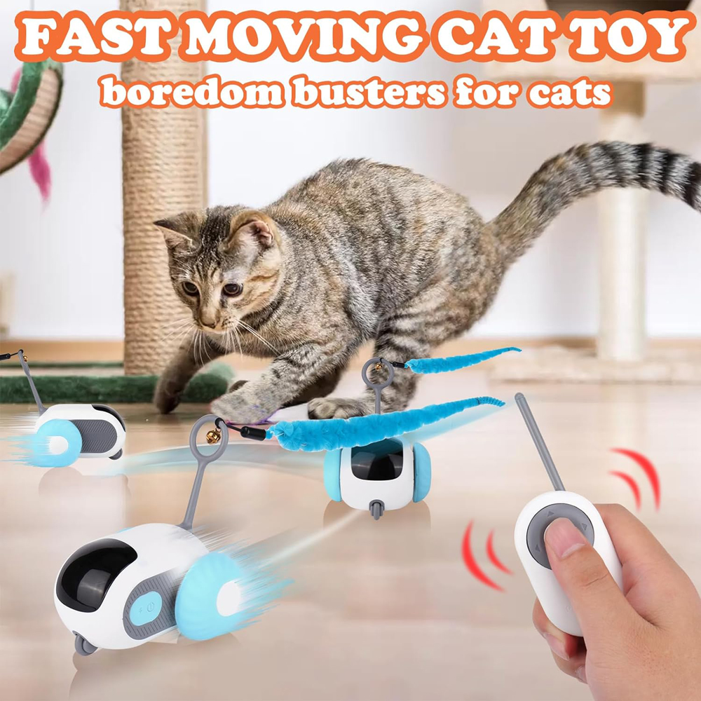 SmartCat Interactive Toy Car - 2 Mode Automatic/Remote Control for Cats & Dogs | Chase & Training Fun
