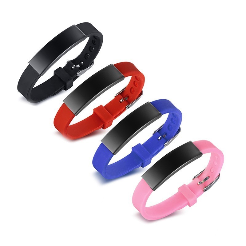 Personalize Waterproof Soft Silicone Sports Medical Alert ID Bracelets for Women Men Bangle Adjustable Watch Band Design