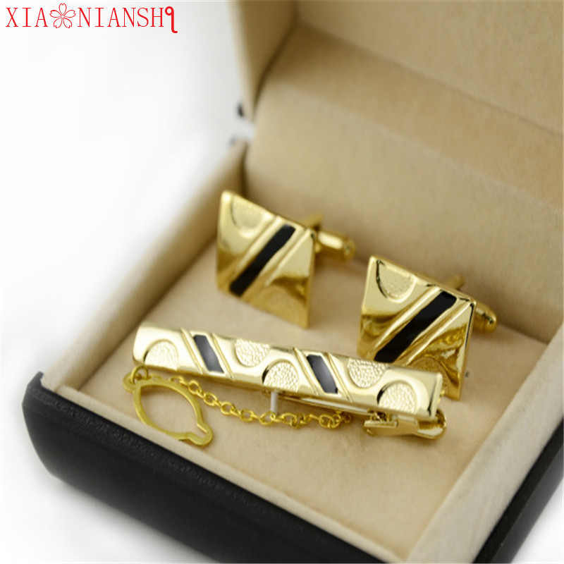 XIAONIANSHI Luxury Stylish Cufflinks Tie Clip Set Tie Bar Hot Sale Super Quality Cuff Links Tie Pin Set cuffs gemelos tie clip