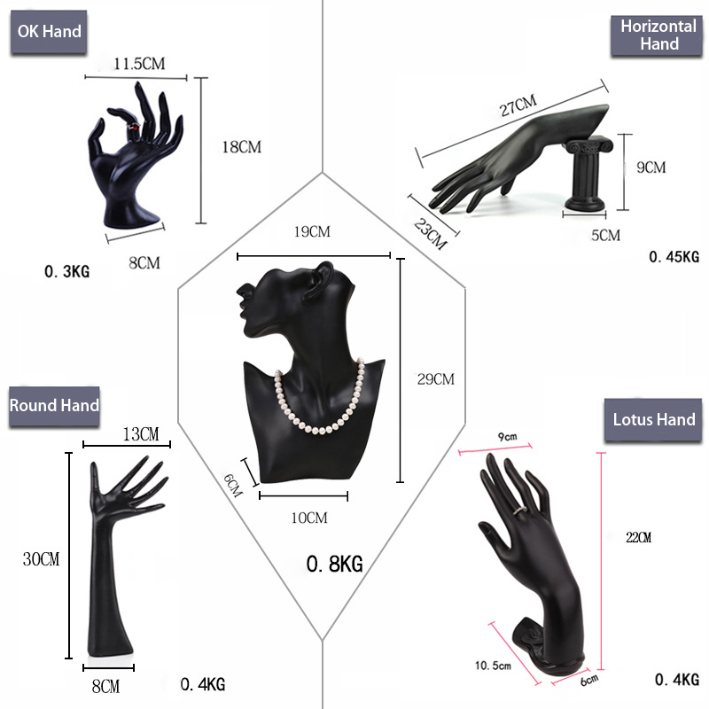 Elegant Resin Mannequin Ring Earring Bracelet Jewelry Pendant Necklace Display Stand Holder Bust Model Show Decorate Counter Kit