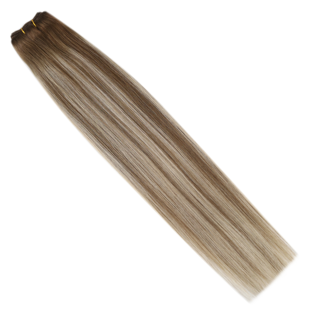 Moresoo Human Hair Bundles Ombre Sew in Extensions Remy Brazilian Hair Natural Straight 100G Hair for Women 100% Real Human Hair