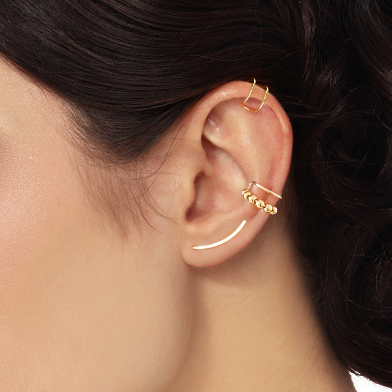 Aide 925 Sterling Silver Smooth Long Line Ear Climber Stud Earrings For Women Minimalist Ear Crawlers Studs Piercing Jewelry