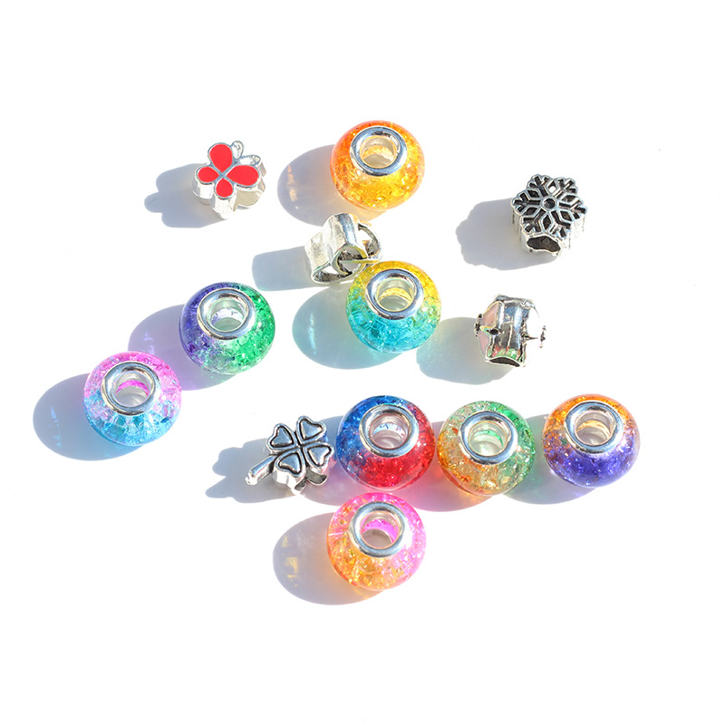 20pcs 14mm Colorful Bulk Resin European Beads Large Hole Loose Spacer Bead for Jewlery DIY Bracelet Necklace Making