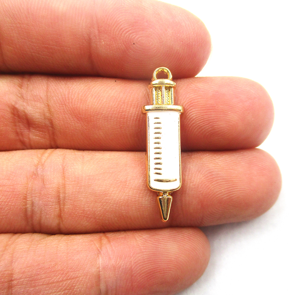 10pcs 8x30mm 11x28mm Medicine Charms Syringe Charms Pendants Jewelry Making Stethoscope For DIY Handmade Craft fitting XL457