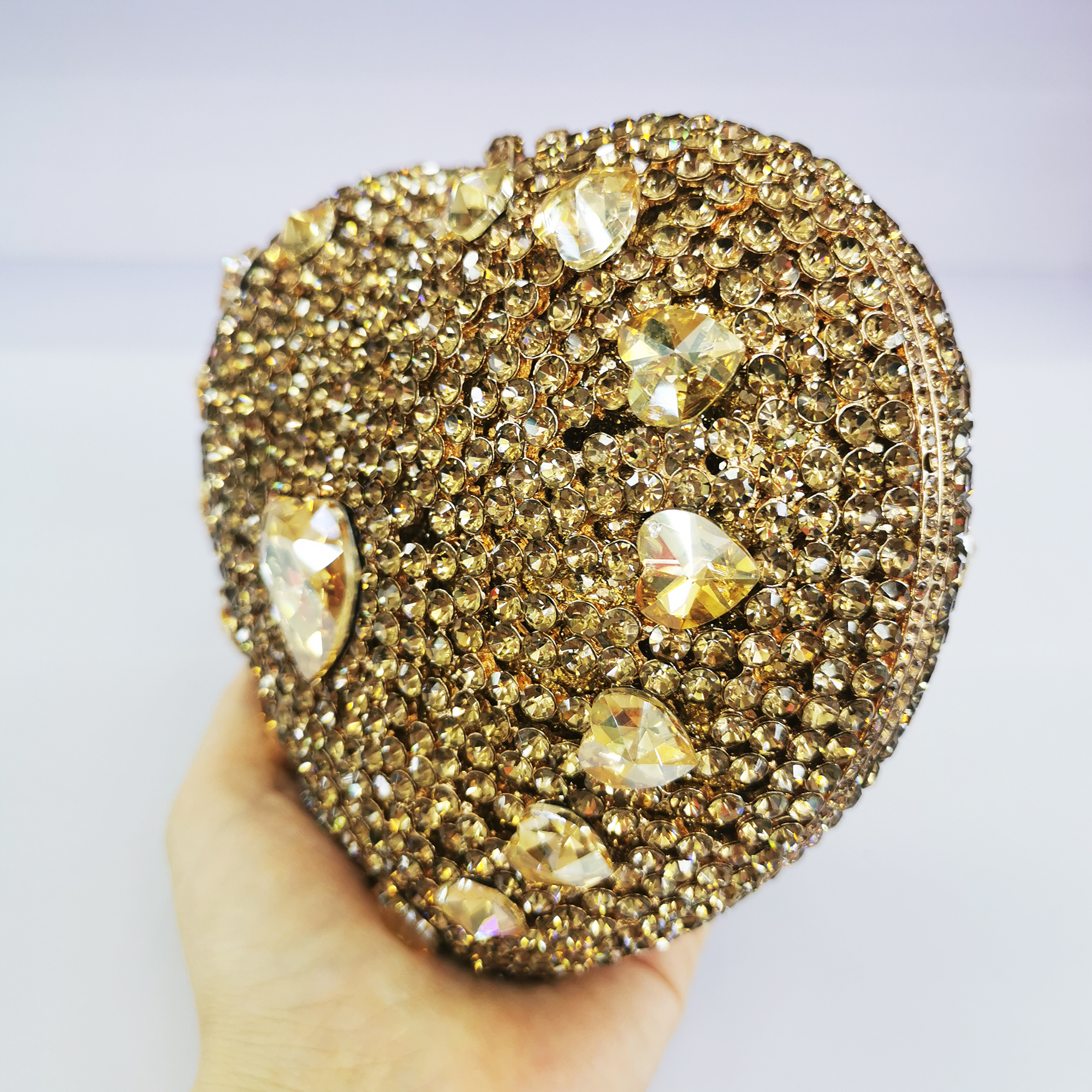 XIYUAN Women Golden Crystal Evening Bags Bridal Wedding Rhinestone Clutches Red Handbags Party Dinner Minaudiere Clutch Purse