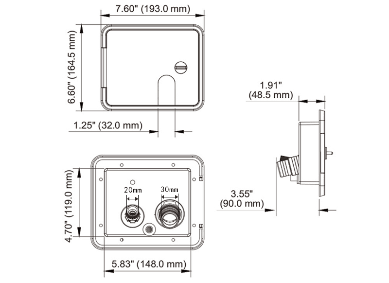 White 1/2'' Vent Gravity Water Filler Inlet Hatch Accessories For Boat Motorhome Caravan Camper-RV UV Stabilised ABS Material