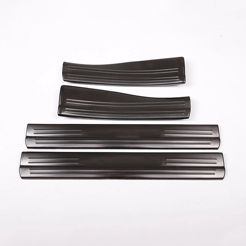 4 x Black and Silver Door Sill Protect Plate Trim For Mercedes Benz A B CLA GLA Class W176 W246 W117 C117 X156 Car Accessories