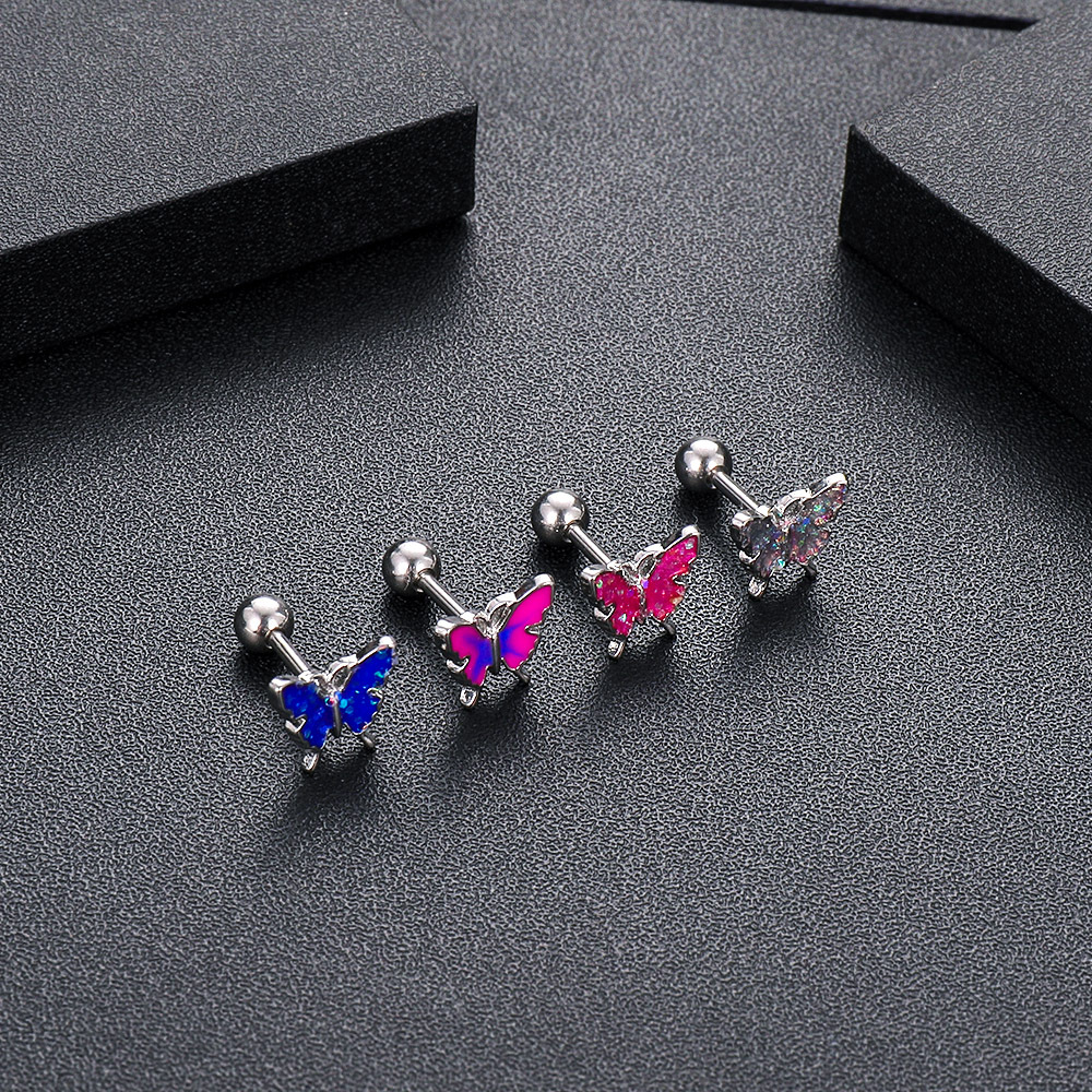 1Pcs New Rainbow Sequins Butterfly Tongue Piercing Barbell 14G Tongue Rings Surgical Steel Bars Tounge Ring Unisex Jewelry