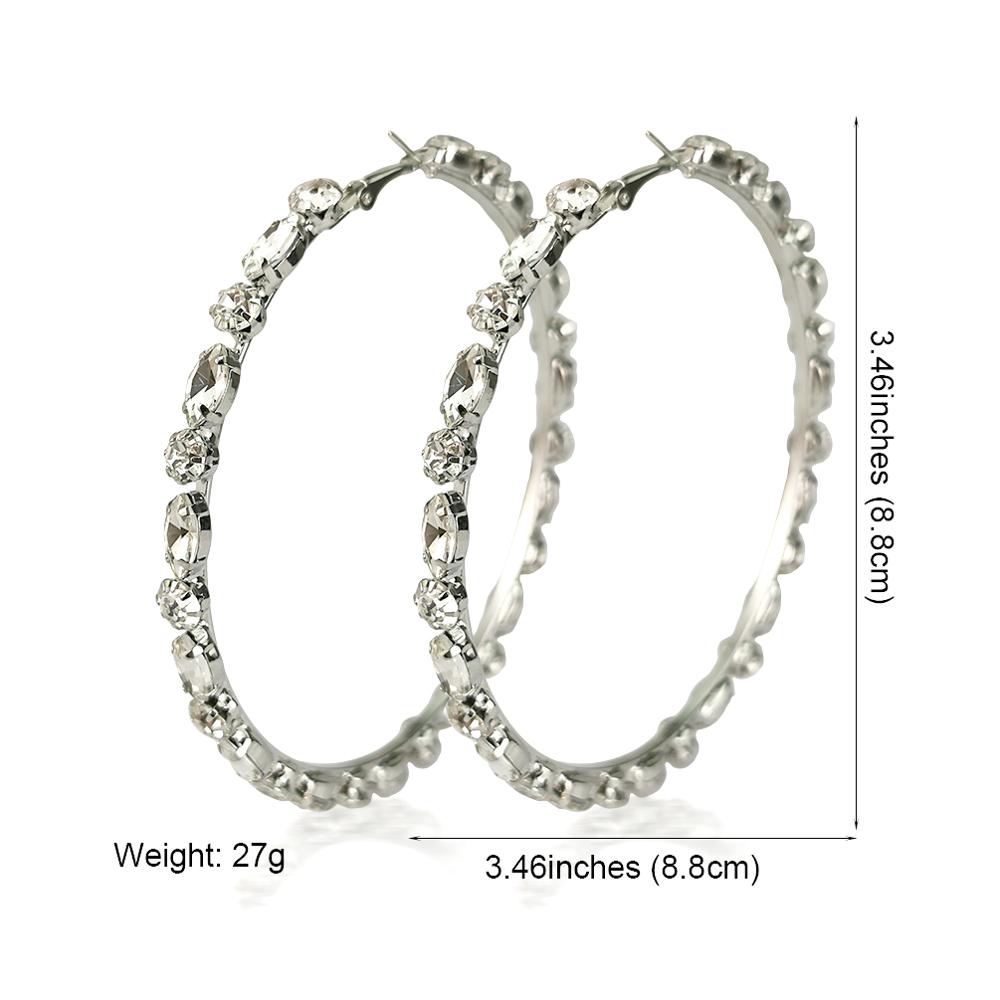 MANILAI Luxury Wedding Big Crystal Hoop Earrings For Women Rhinestones Statement Earrings Gems Hoops Brincos Weddings Jewelry