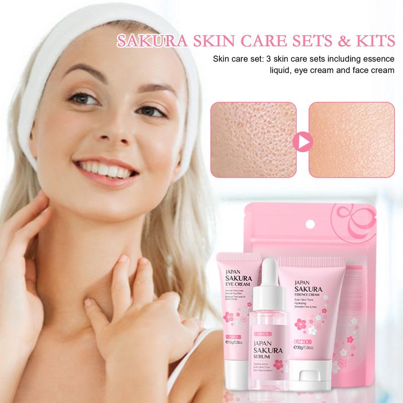 NEW 3pcs/set Sakura Moisturizing Skin Care Set Face Cream Facial Serum Eye Cream Skincare Anti-aging Brightening Face Care Sets
