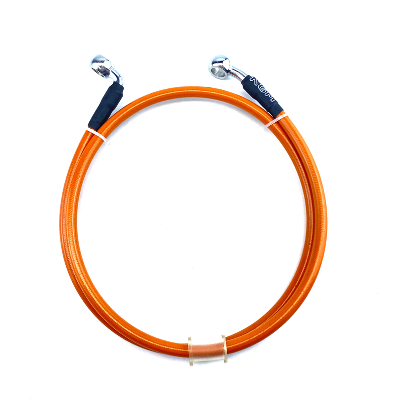 M10 28 90 Degree Motorcycle Dirt Bike Braided Line Steel Brake Hose Cable Hydraulic Banjo Pipe 400mm-2200mm for Universal Racing