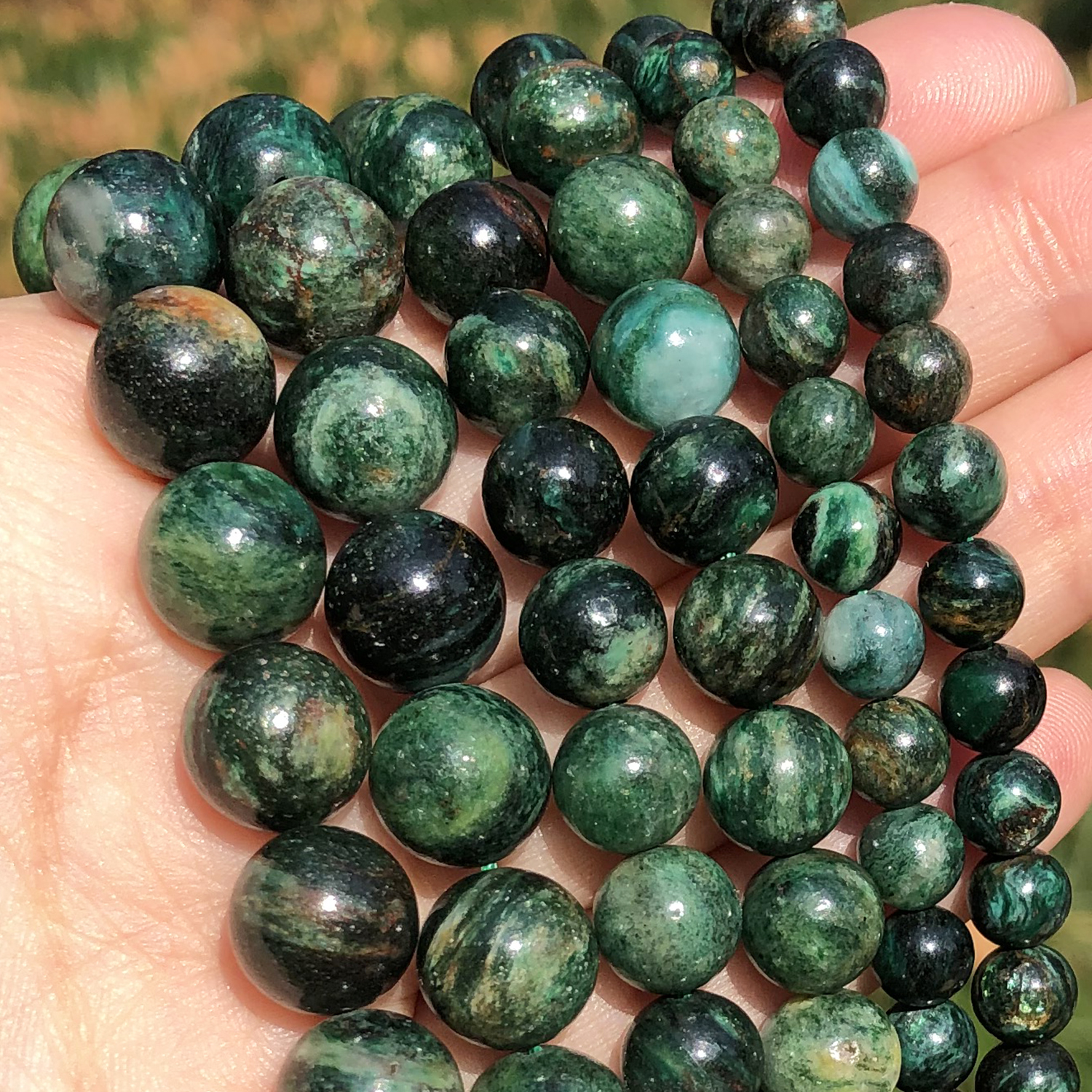 Natural Stone Mixed Green Emerald Round Loose Spacer Beads for Jewelry Craft Making Diy Bracelet Necklace Accessories 6 8 10mm