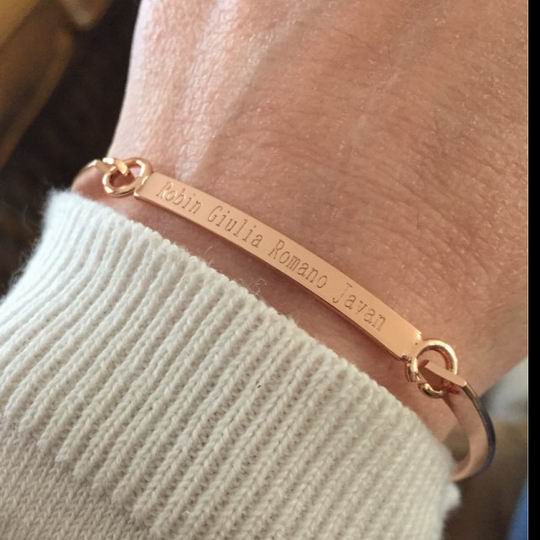 DUOYING 40*4 mm Gold Bar Bangle Bracelet Custom Name Copper Bracelet Personalize Initial Engrave Name Bracelet & Bangle