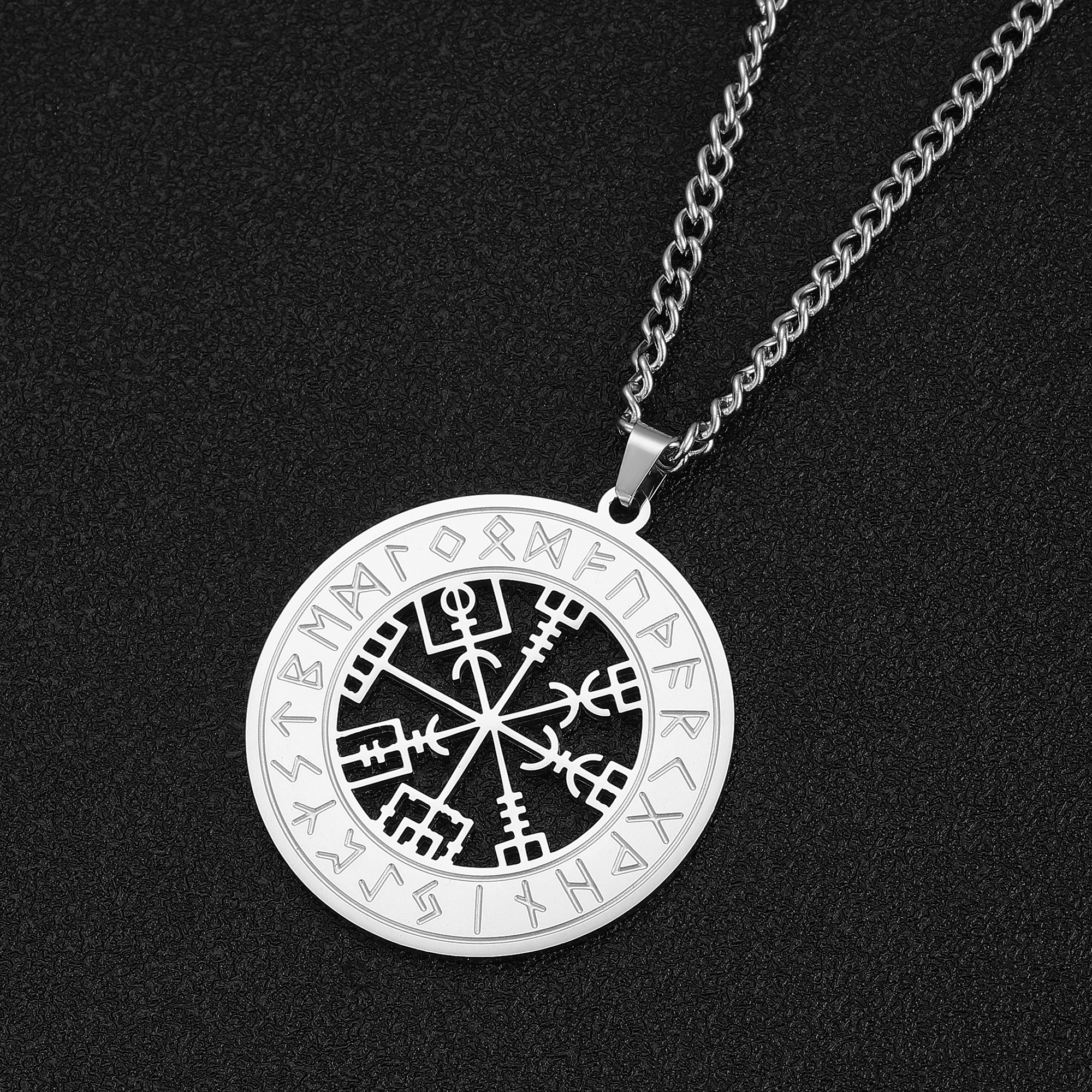 Jeshayuan Nordic Rune Aegishjalmur Pendant Necklace Nordic Mysterious Nergy Symbol Viking Jewelry