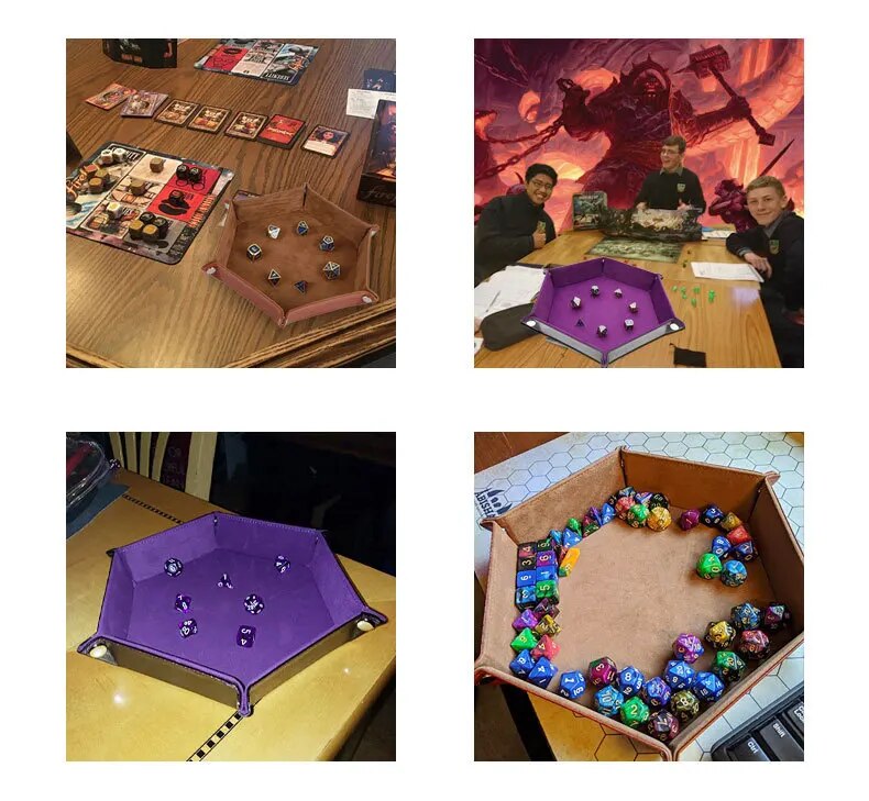 Hexagonal PU Dice Tray, Miscellaneous Storage Box, Color Box, Board Game Dice Tray Accessories, Leather Dice Tower, Dried Fruit