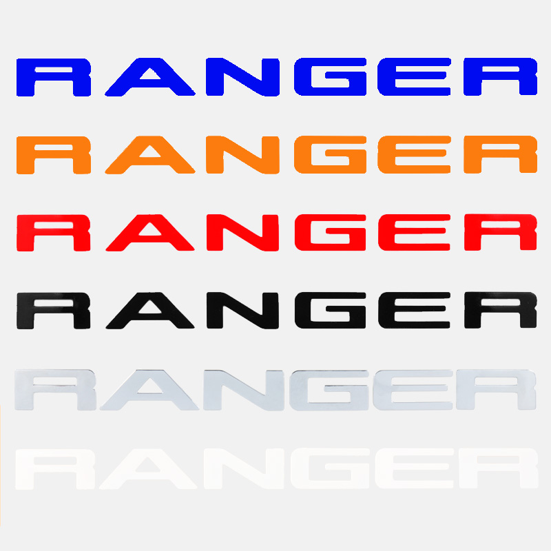 Grille Top Logo Letter For Ford Ranger Grills RANGER 3D Emblem Original Size ABS Sticker With Glue Chromium Styling 6 Color