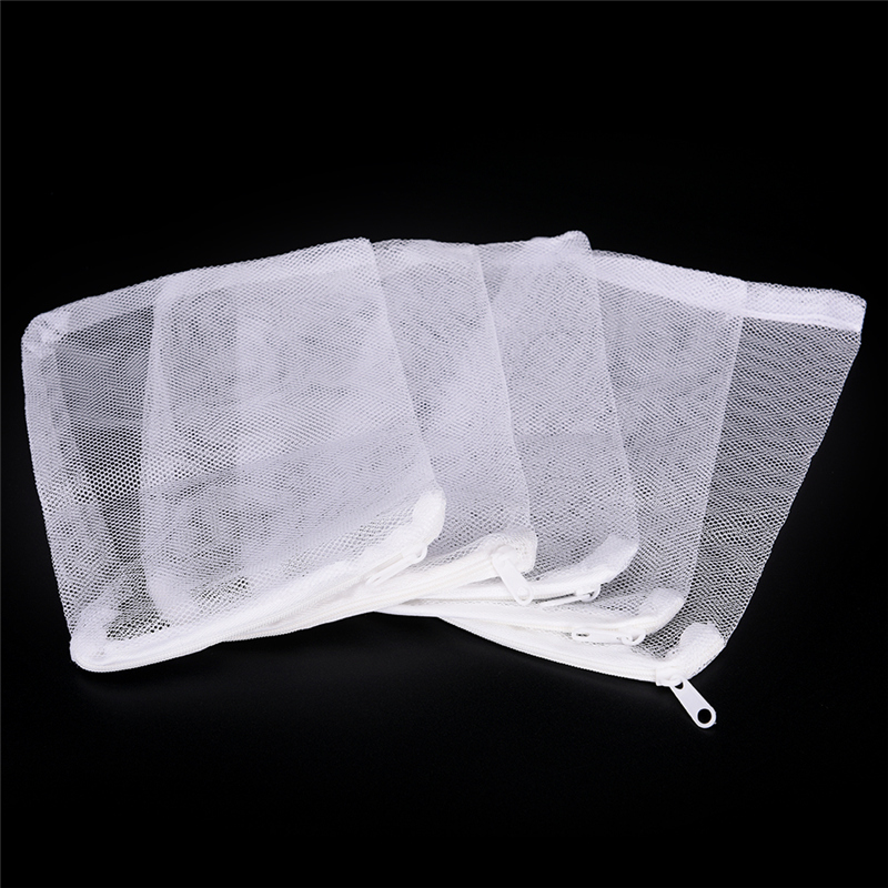 10Pcs Aquarium Filter Bags Reusable Fine Filter Media Bags With Zipper For Fresh Saltwater Tanks Resins Filter Activated Carbon