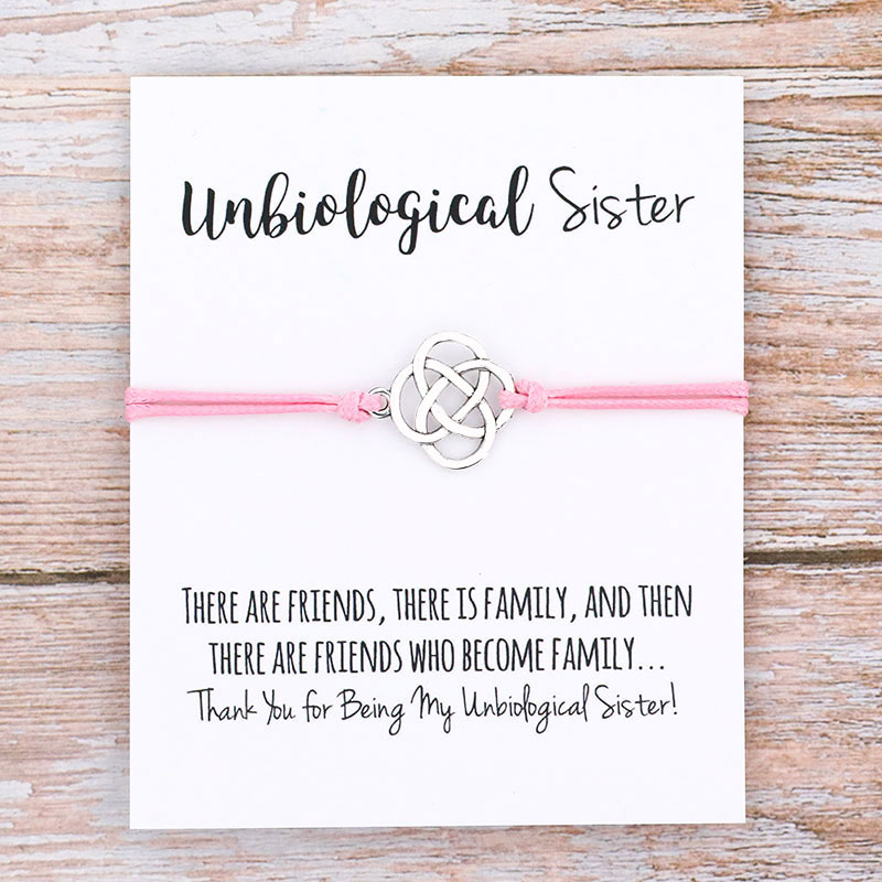 1x Unbiological Sister Friendship Bracelet Soul Sister Knot Charm Bracelet Big Little Sorority Knot Bracelet Best Friend Gift