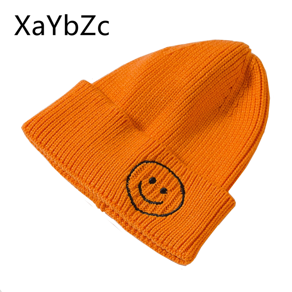 Adult Parent-child Smiley Face Hat Autumn and Winter Candy Color Woolen Female Wild Casual Sweet Knitted Cold Cap Male