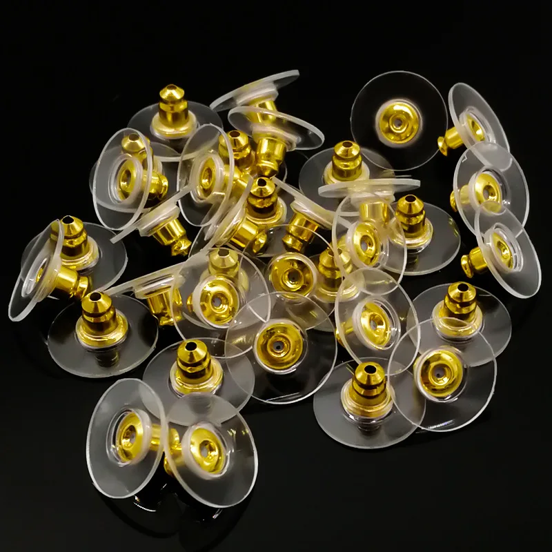 100pcs Rubber Back Silicone Round Earring Back Stoppers for Stud Earrings Earnuts Butterfly Flat Ear Plugs DIY Findings
