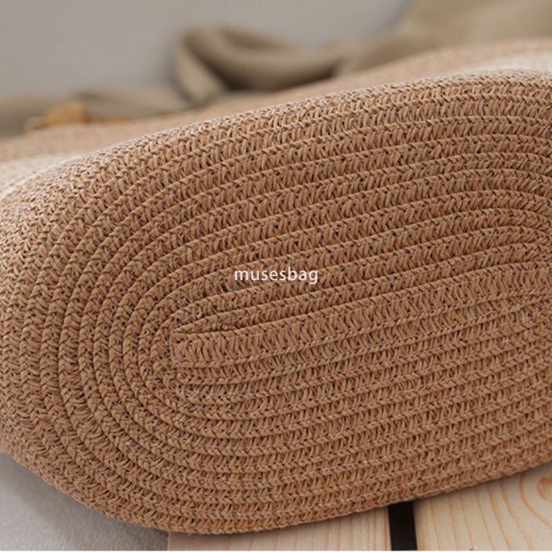 Elegant Women High Quality Popular Practical Multi functional Woven Bag New Fashion Tote Bag Spliced One Shoulder Large Capacity Bamboo Knot Handheld 