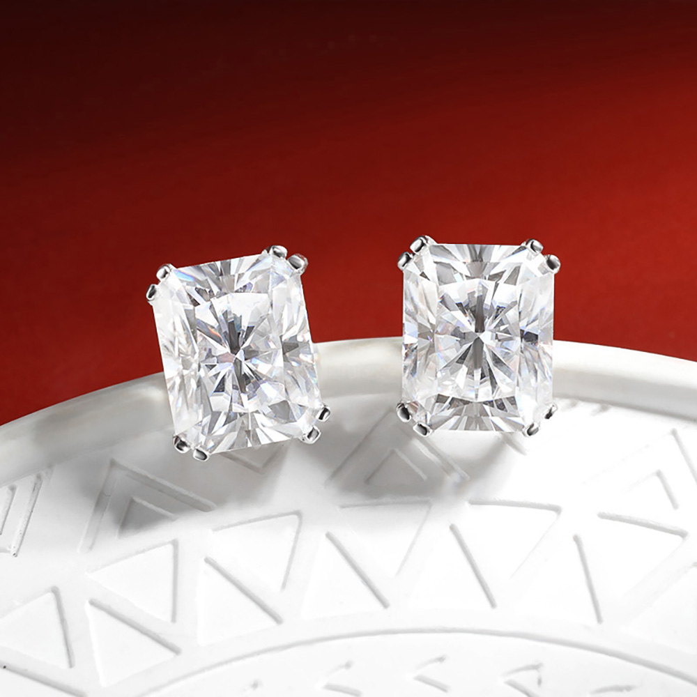 8*10mm Moissanite Stud Earrings for Women Sparkling D Color Diamond 925 Sterling Silver Wedding Jewelry Earring