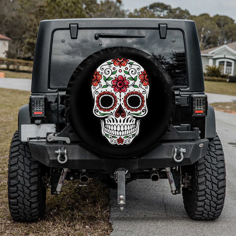 Chingona Skull Christmas Gift, Spare Tire COVER CAR For Car, Personalized Tire COVER CAR, Gift For Car Lover