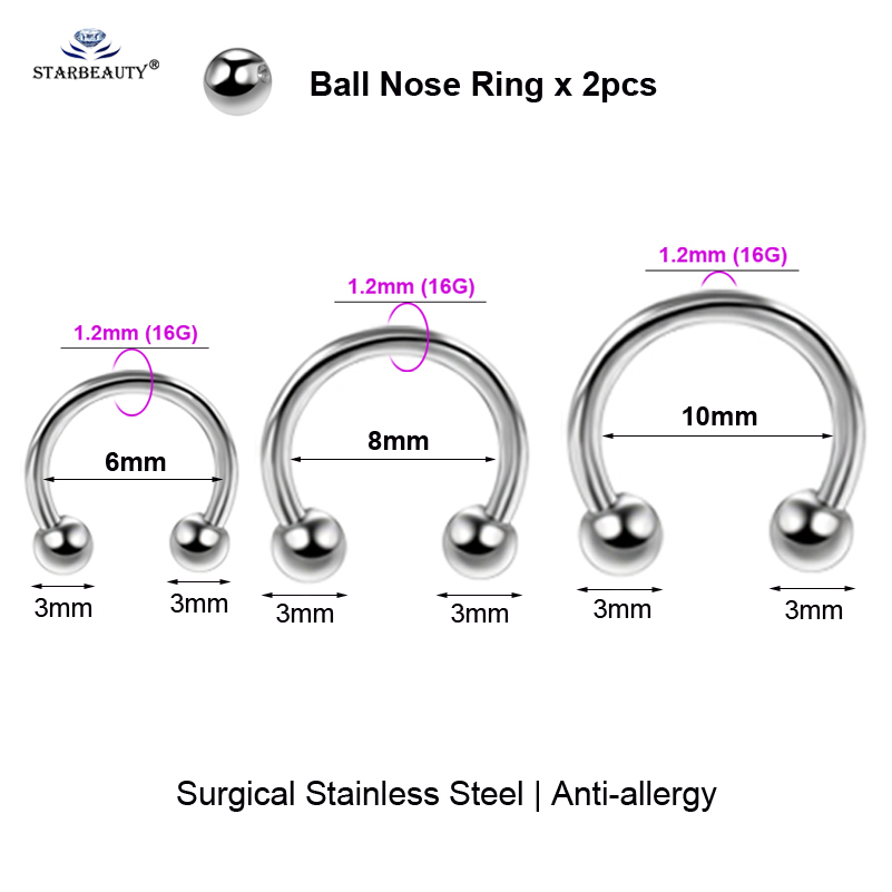 2pcs Multipurpose BCR Face Piercing Helix Nose Ring Sexy Female Genital Piercing VCH Labia Male Scrotum Pubic Foreskin Piercing