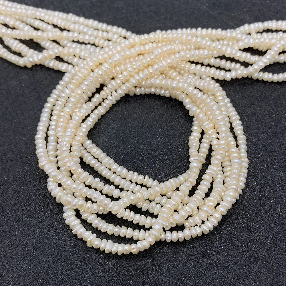 Natural Freshwater White Pearl Oblate Abacus Bead 3-4mm Small Loose Beads Jewelry Making DIY Necklace Earrings Real
