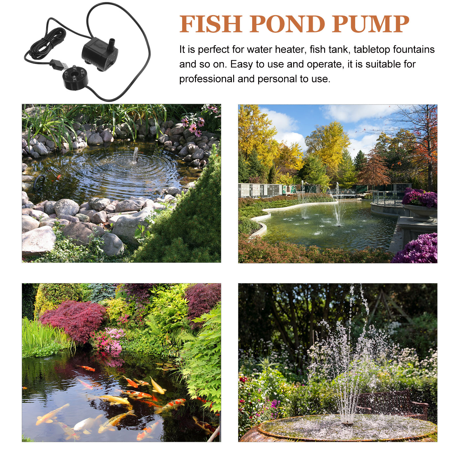 Mini Fish Tank Water Pump Submersible Filter Pond for Fountain Outdoor Pumps Ponds Diving