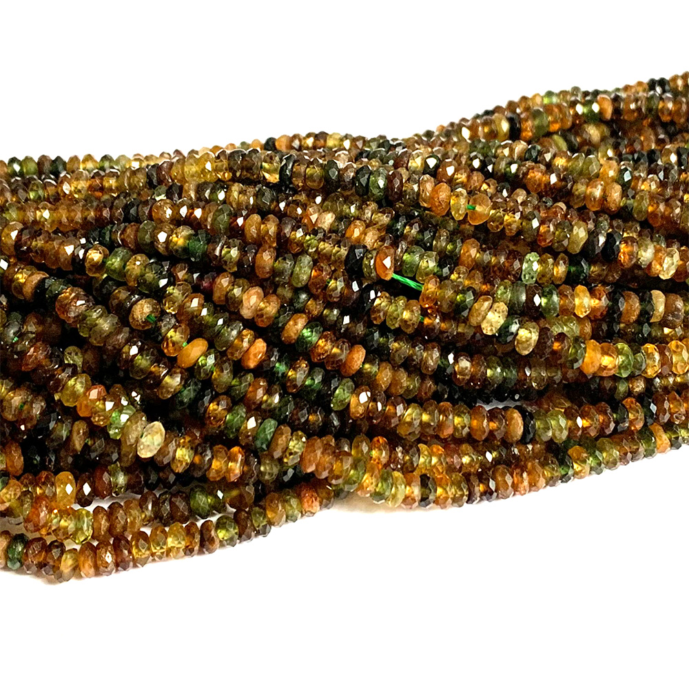 Veemake Yellow Green Tourmaline Natural Stones Gemstones Necklace Bracelets Earrings Faceted Rondelle Beads For Jewelry Making