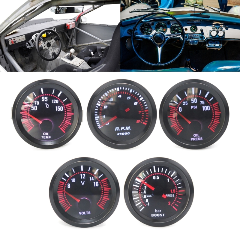 12V 52mm Universal Car Water Temperature Meter Water Temp Gauge Voltmeter Ammeter Oil Pressure Fuel Level Volt Meter RPM Gauge
