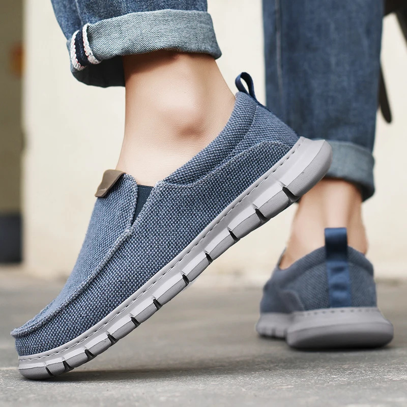 Men Canvas Shoes Fashion Mens Casual Shoes Light Non-slip Loafer Washed Denim Flat shoes Outdoor Sneakers Vulcanized Shoes 250225
