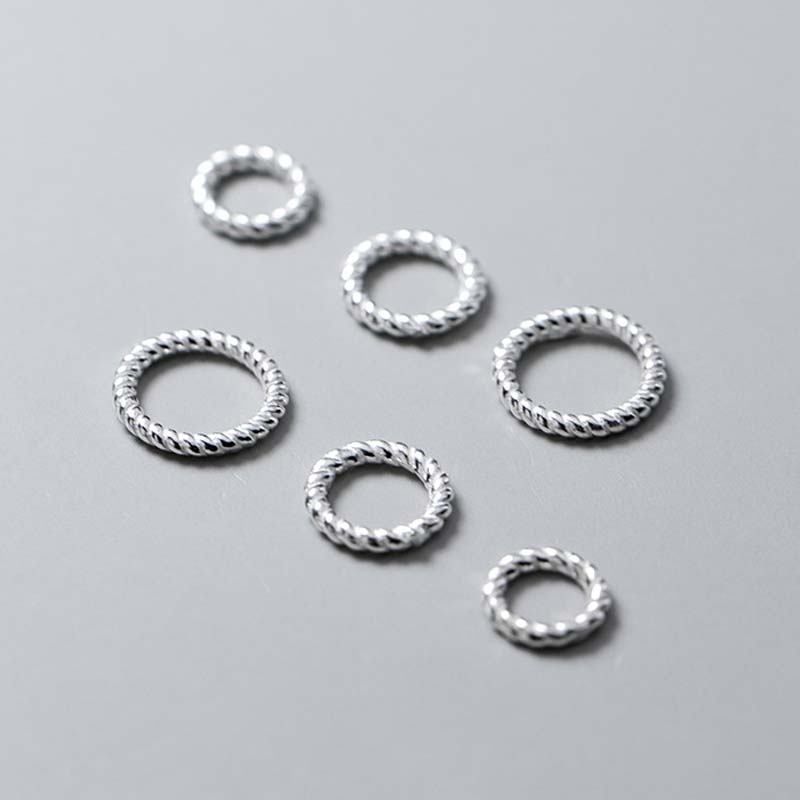 Genuine Real Pure Solid 925 Sterling Silver Close Jump Rings Twisted Line Split Ring Connector Jewelry Making Findings