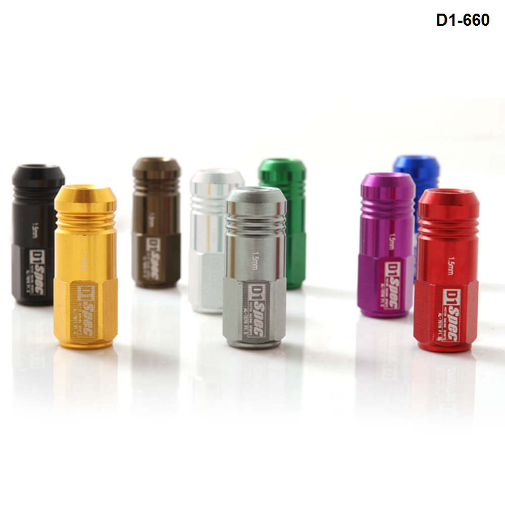 D1spec Jdm Light Weight Aluminum Wheel Racing Lug Nuts M12X1.25 / M12X1.5,L : 52mm 20pcs/set For Toyota For Nissan HU-D1-660