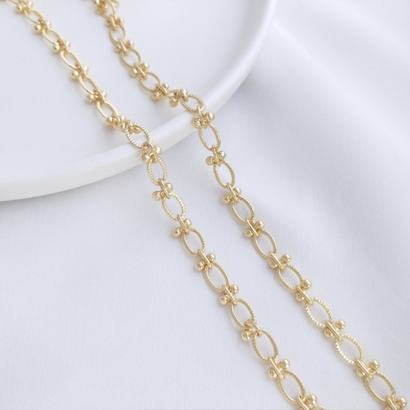 Pure Brass 14K Gold Plated Circle Link Beads Chains Bulk for Necklace Bracelet Making DIY Jewelry Handbags Findings Accessories