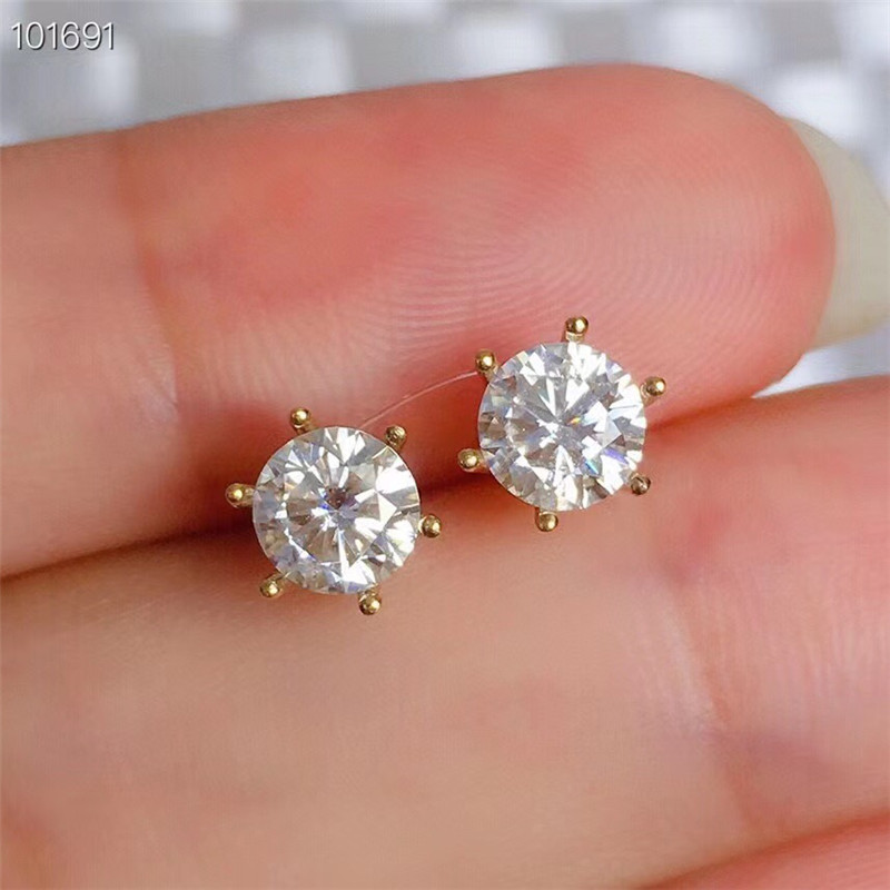 18K Rose Gold Moissanite Stud Earrings 1CT VVS Lab Diamond Fine Jewelry for Women Anniversary Gift Total 2CT Real Au750 Earring