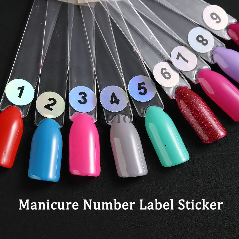 10Pcs 3D Nail Polish Number Sticker Round Waterproof Label Sticker With Numbers 1 to 50 Laser Design Manicure Sliders NLNB1-50